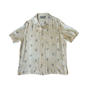 All Saints White Shirt with Black Cross Pattern